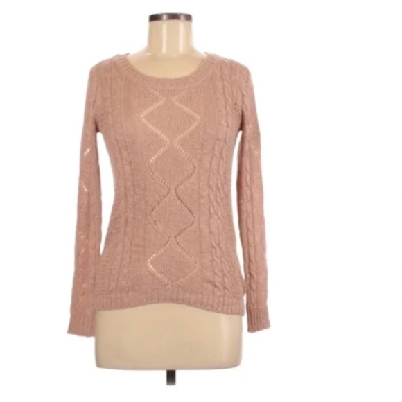 Pink Rose Sweaters - Pink Rose Dusty Pink Long Sleeve Top, Size Medium